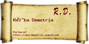 Rába Demetria névjegykártya